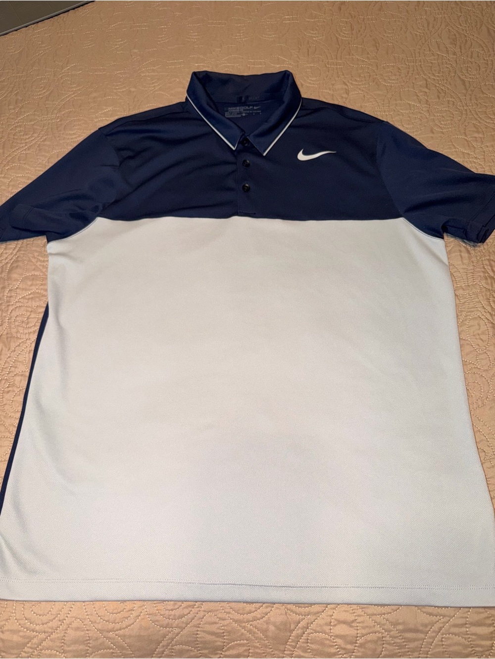 Nike Men's Navy and Gray Contrast Golf Polo